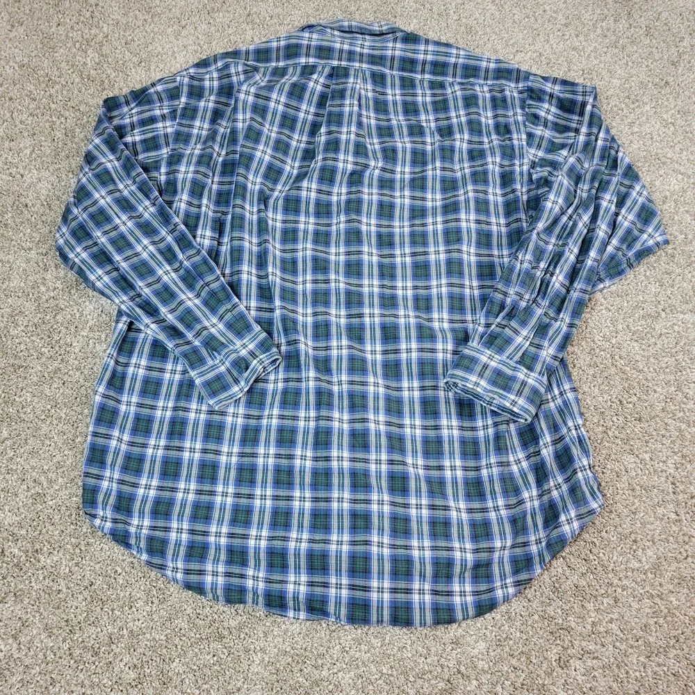 Vintage Ralph Lauren Blaire Mens Large Green Blue Plaid Pony Button Down LS